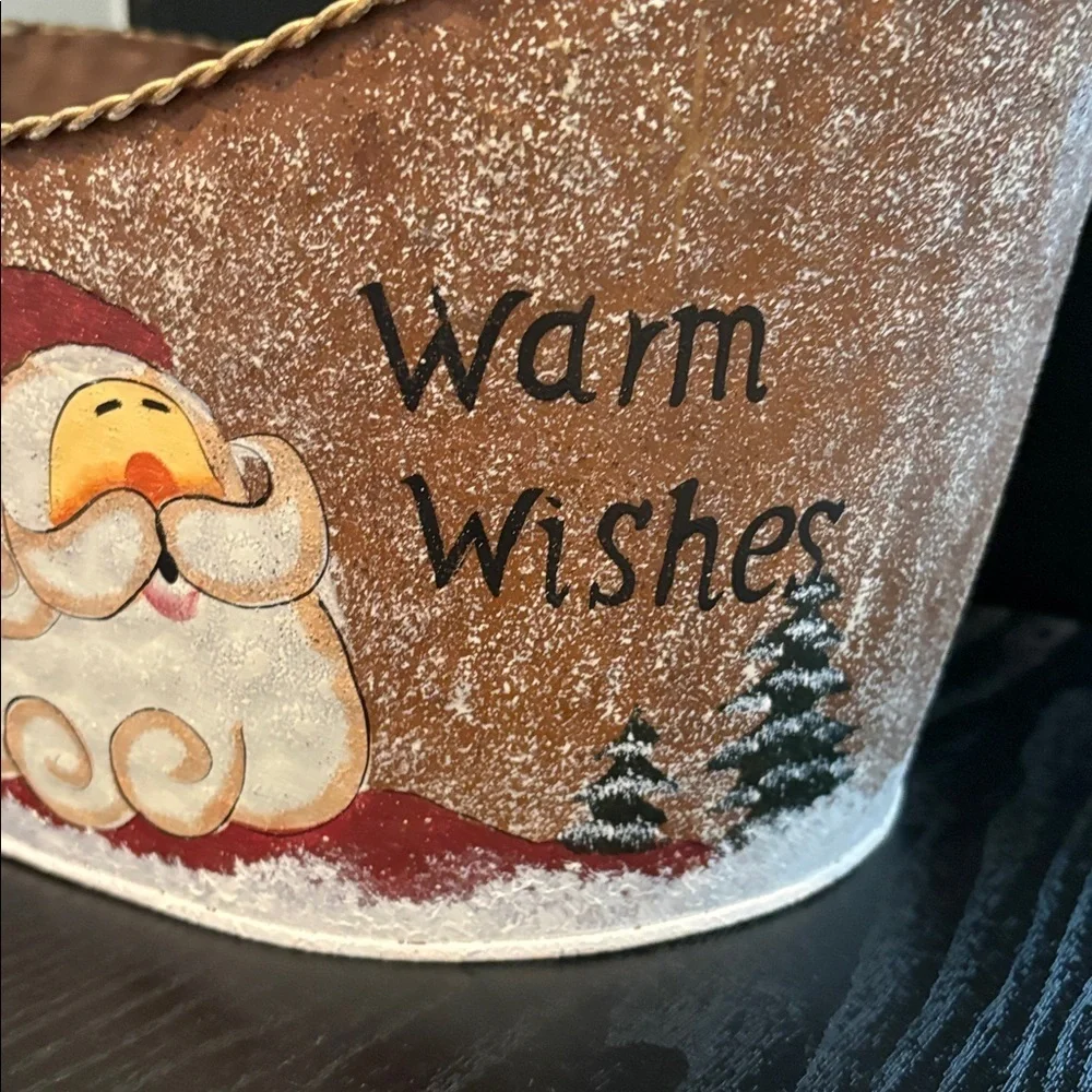Metal Christmas Container “Warm Wishes” Santa
